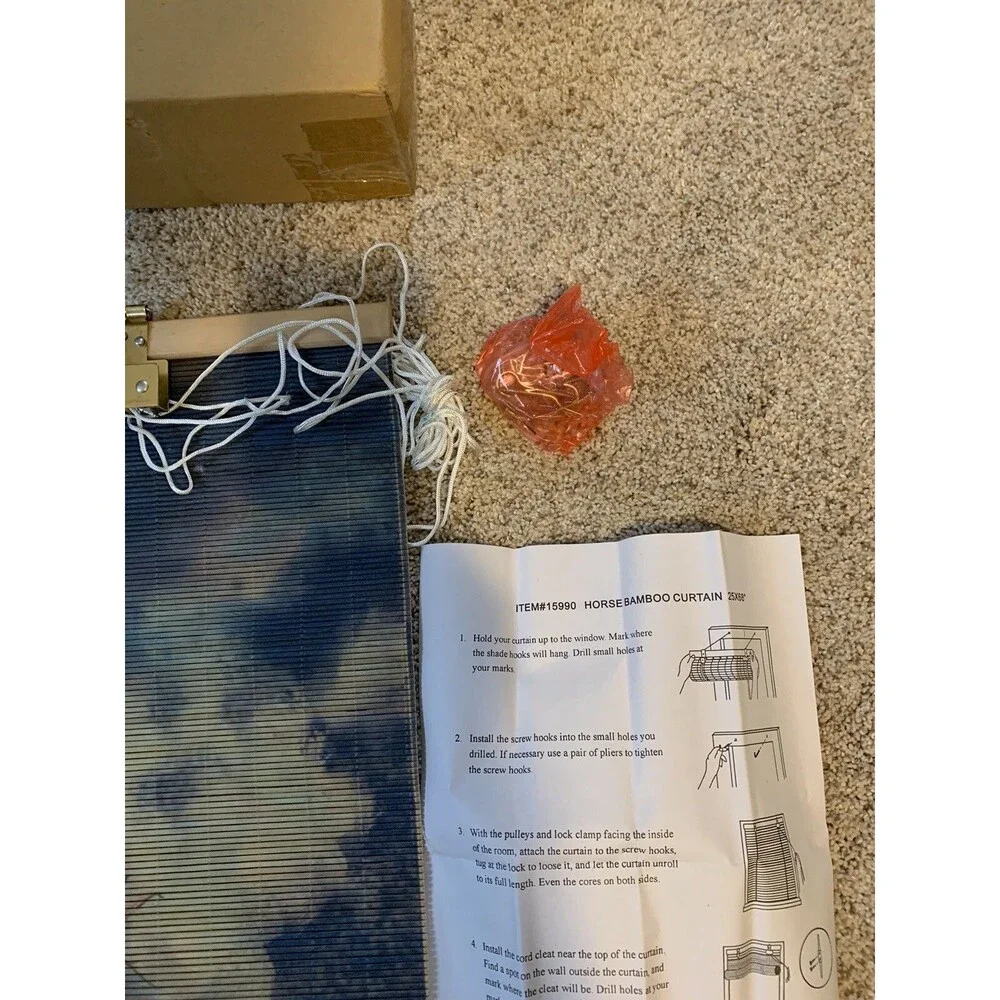 Bamboo Roll Up RomanShade/ Blind With Horses Sunshade Screen New in Original Box